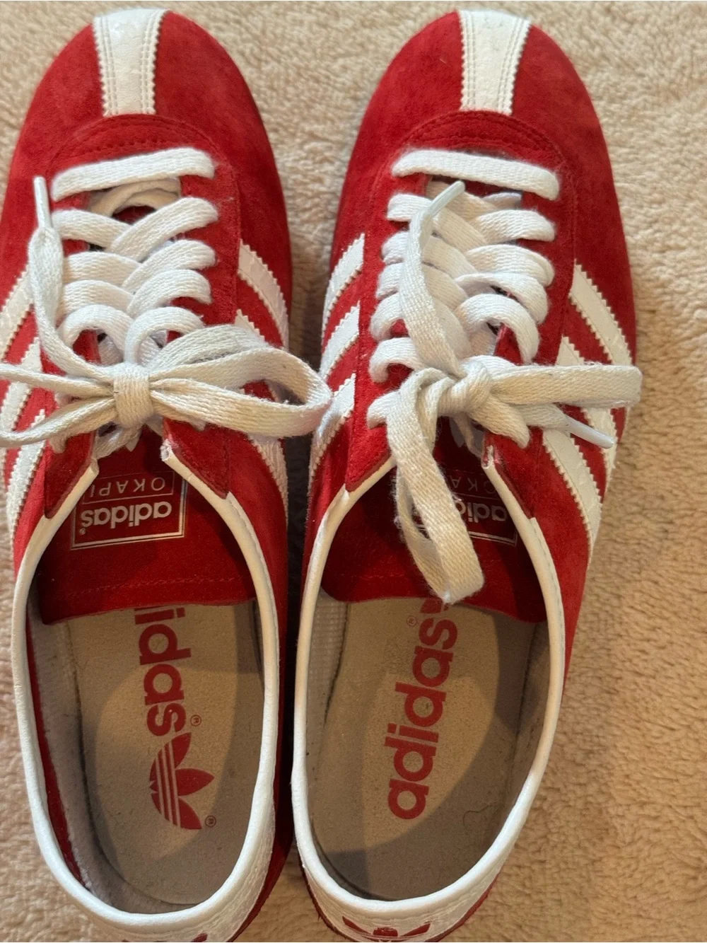 Vintage 2004 Adidas Okapi Red Suede Sneakers Size 6.5 Y2K